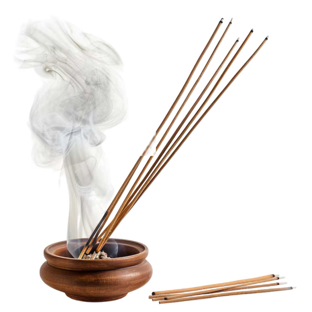 aromatic incense sticks smoldering wooden table isolated white background photo 660230 81656